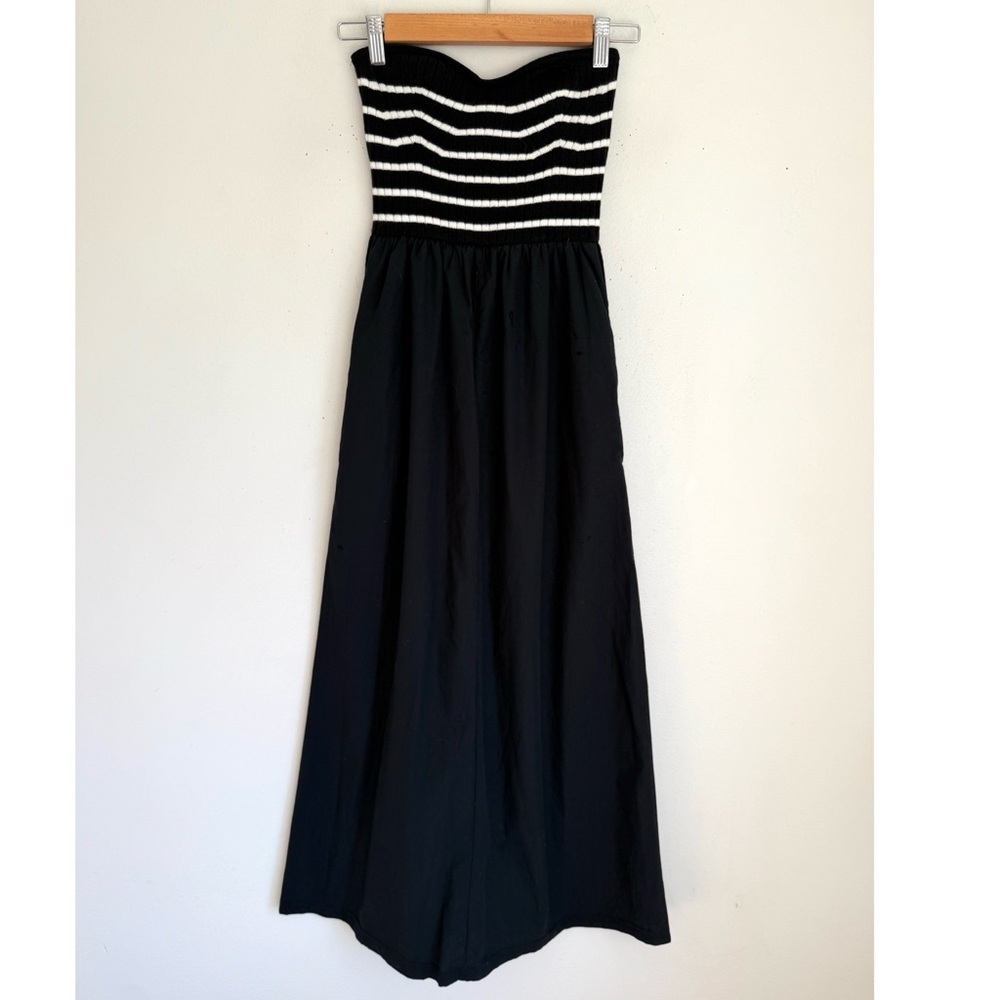 Universal Thread Strapless Maxi Dress Sweater Knit Bodice Black White Stripe - Picture 2 of 6